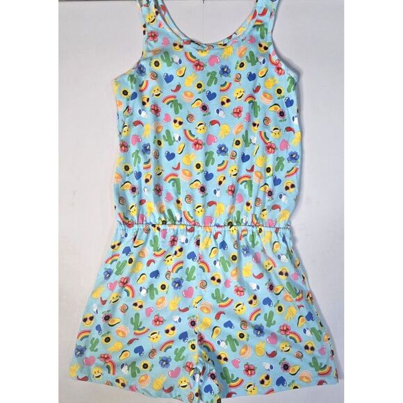 The Childrens Place Romper Kids XXL 16 Blue Emoji Rainbow Cactus Kidcore Summer - Picture 4 of 8